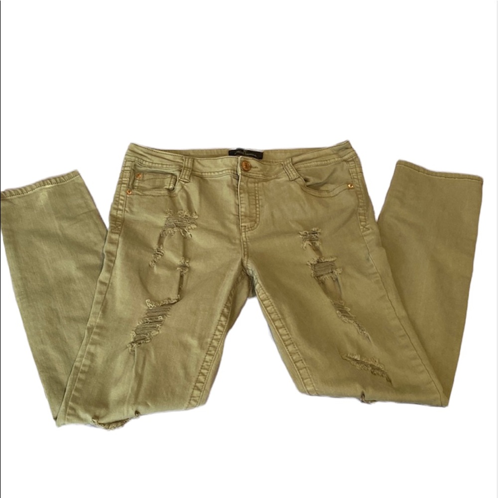 Almost Famous Distressed Green Jeans Size 13